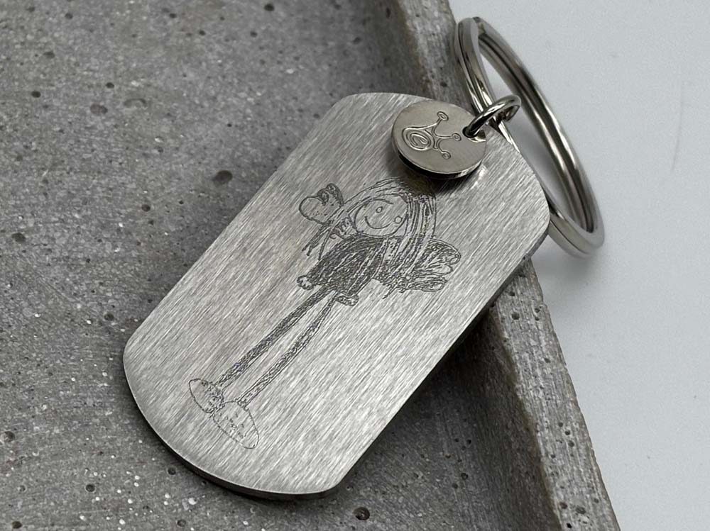 Kinderzeichnung Schlüsselanhänger Silber