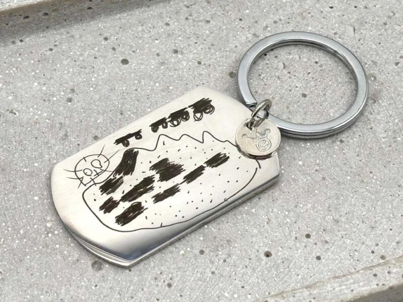 Kinderzeichnung Schlüsselanhänger Silber_