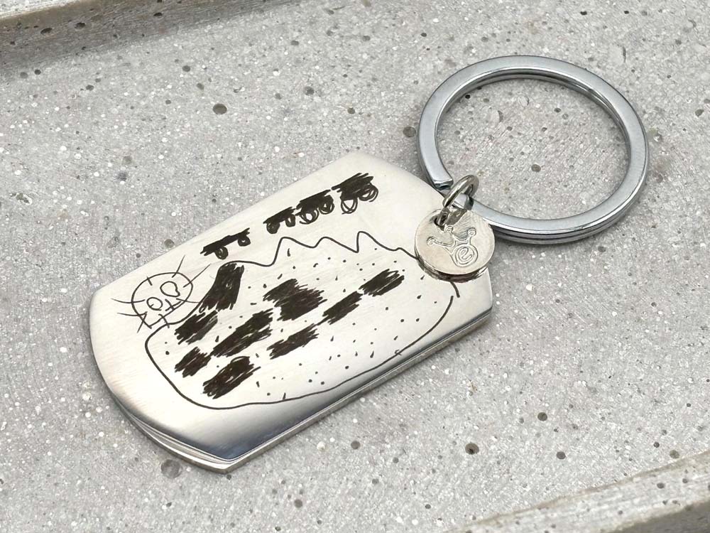 Kinderzeichnung Schlüsselanhänger Silber_