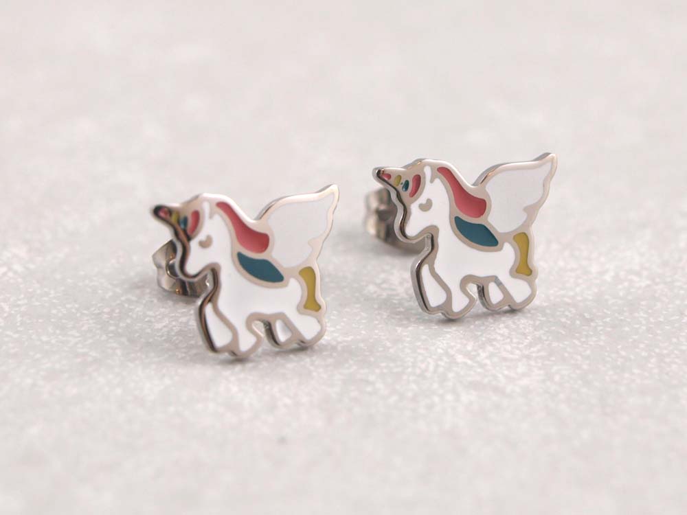 Titan Ohrringe Einhorn, Ohrringe für Kinder nickelfrei