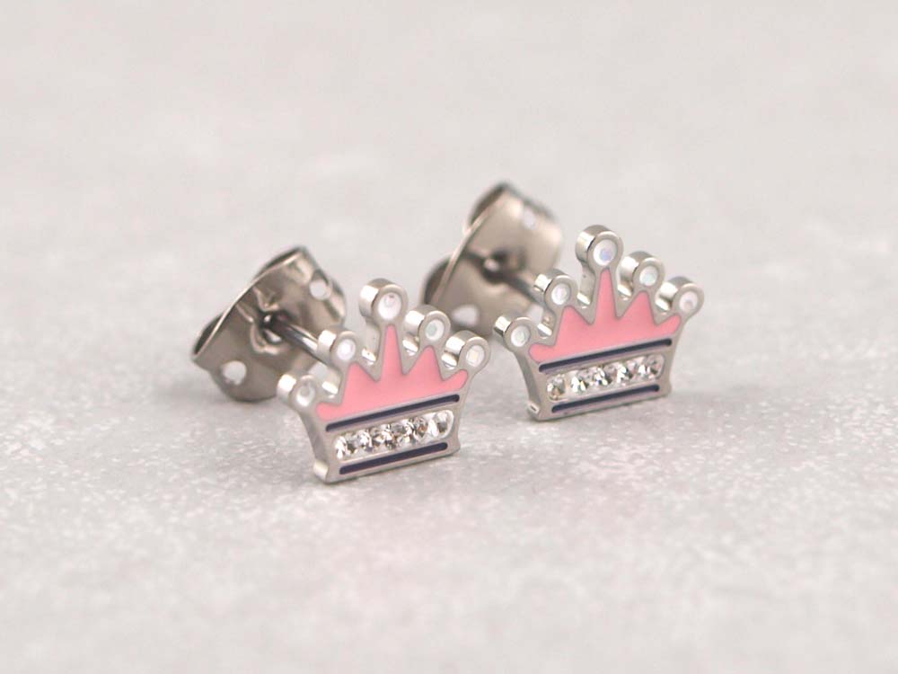 Titan Ohrringe Krönchen, Ohrringe für Kinder nickelfrei_