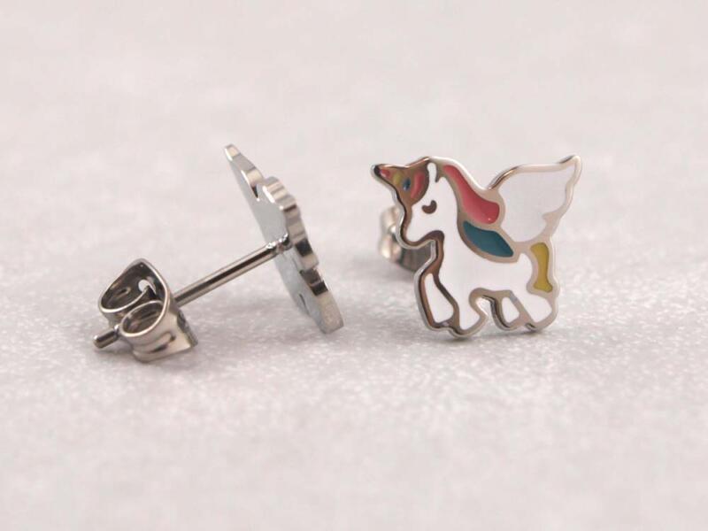 Titan Ohrringe Einhorn, Ohrringe für Kinder nickelfrei