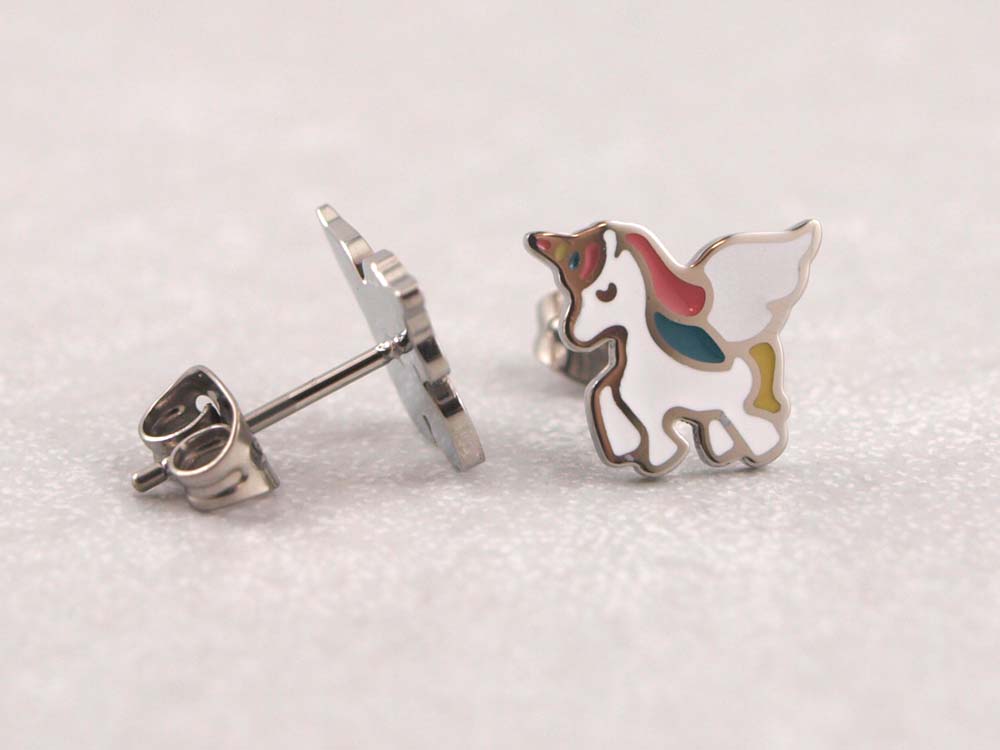 Titan Ohrringe Einhorn, Ohrringe für Kinder nickelfrei