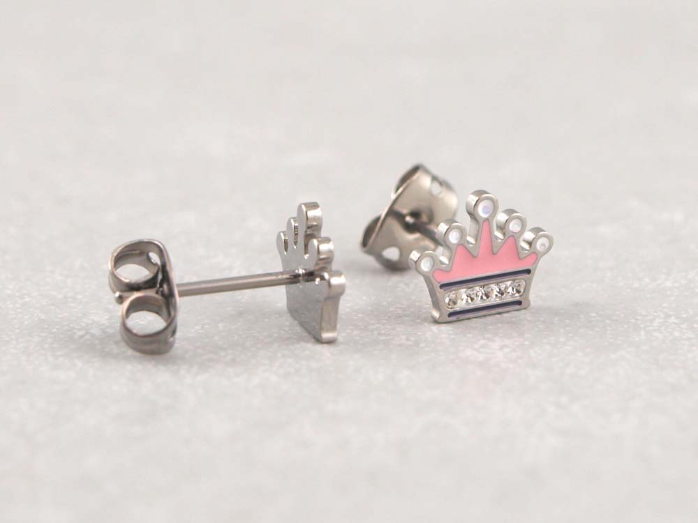 Titan Ohrringe Krönchen, Ohrringe für Kinder nickelfrei_