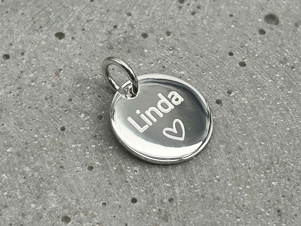 Gravuranhänger rund Silber mit Namensgravur