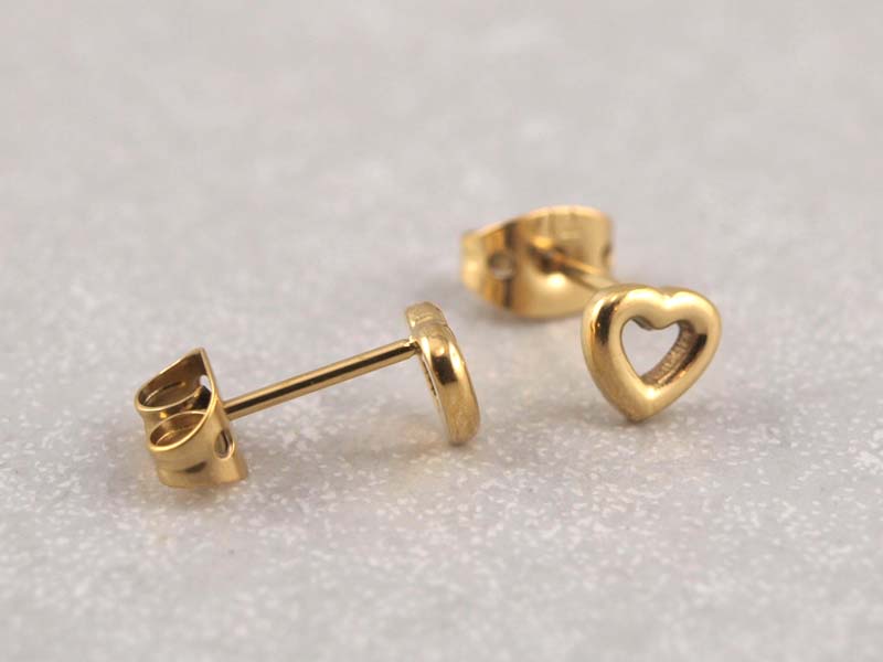 Titanohrringe Herz Gold