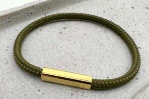 Armband aus Segeltau mit Stegverschluss, Moos