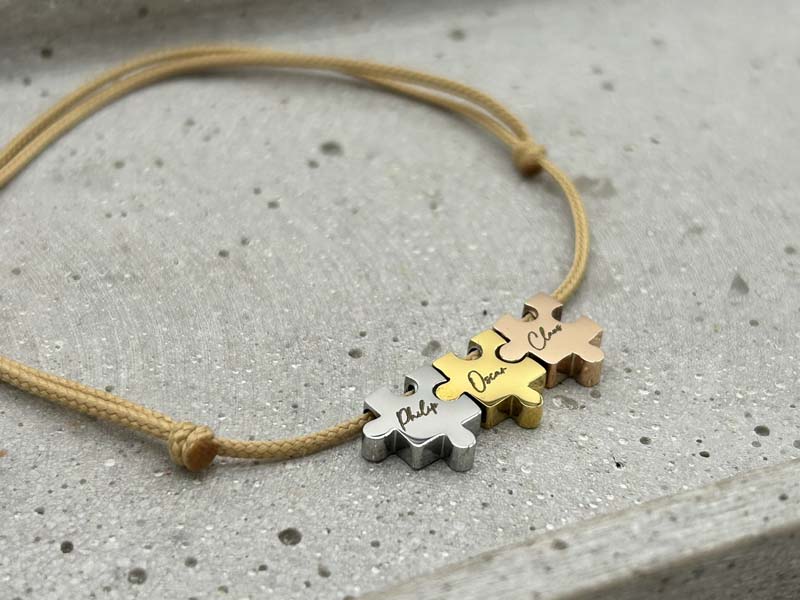 Armband mit Puzzleperlen und Gravur_