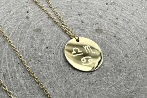 Echt goldene Kette mit Gravur, Sternzeichen Gravur