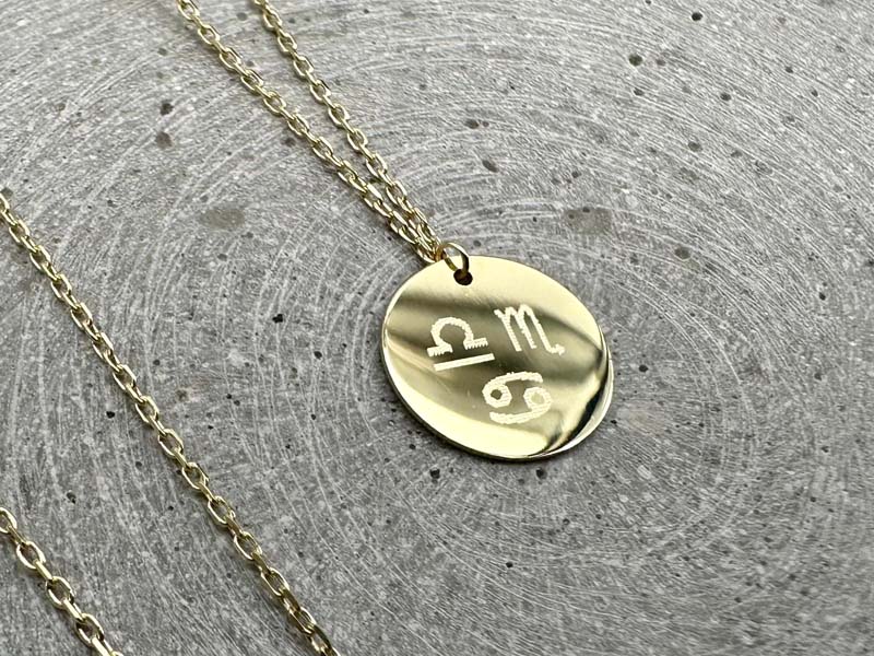 Echt goldene Kette mit Gravur, Sternzeichen Gravur