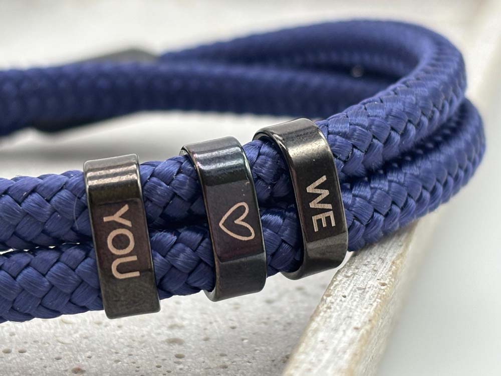 Gravur auf Slider für Segeltauarmband