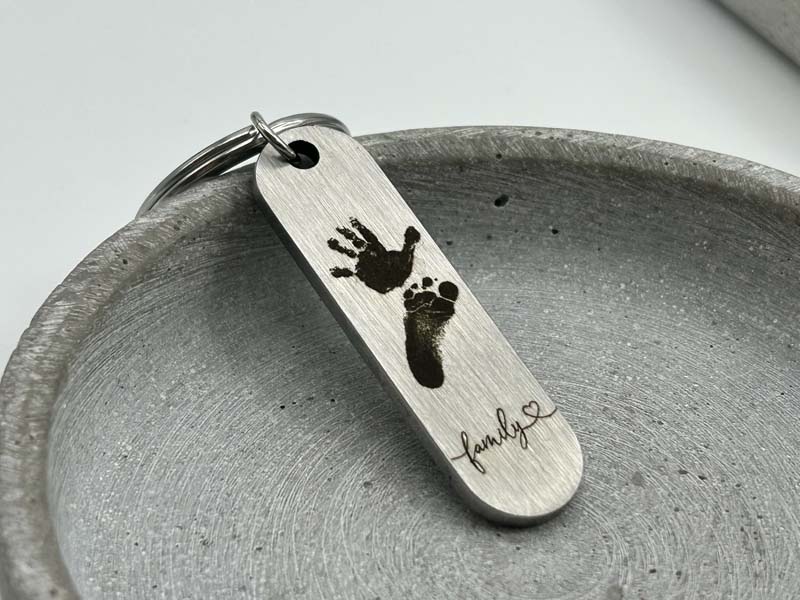 Schlüsselanhänger mit Fußabdruck und Handabdruck, Familienanhänger