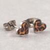 Titan Ohrringe mit Leopard Muster HERZ