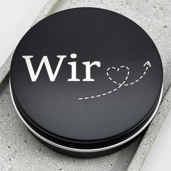 Dose mit Wir Gravur, Partnerdose schwarz, Wir gehören zusammen