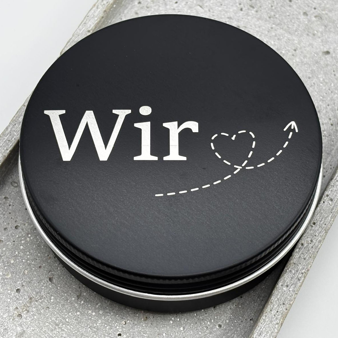 Dose mit Wir Gravur, Partnerdose schwarz, Wir gehören zusammen