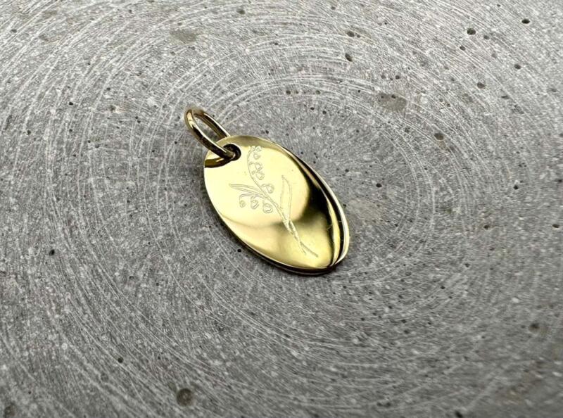 Echt Gold 333 Anhänger Oval mit Geburtsblume Gravur