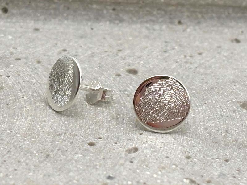 Personalisierte Ohrringe Silber mit Fingerabdruck_