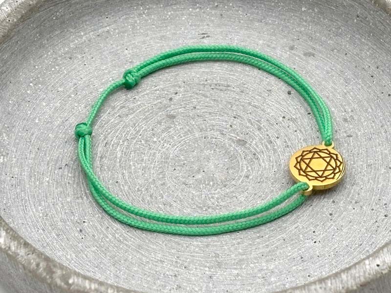 Chakra Armband Grün Herzchakra Anahata, Gold