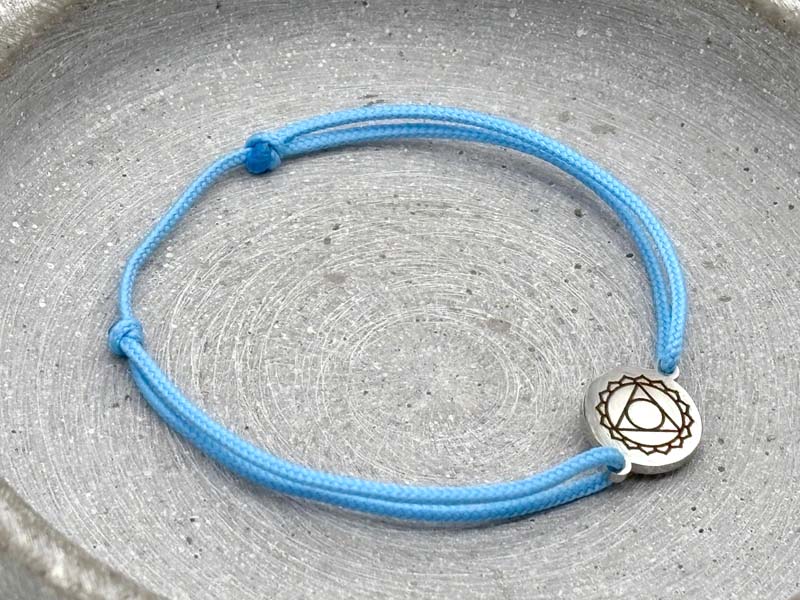 Chakra Armband Hellblau Halschakra Vishuddha, Silber