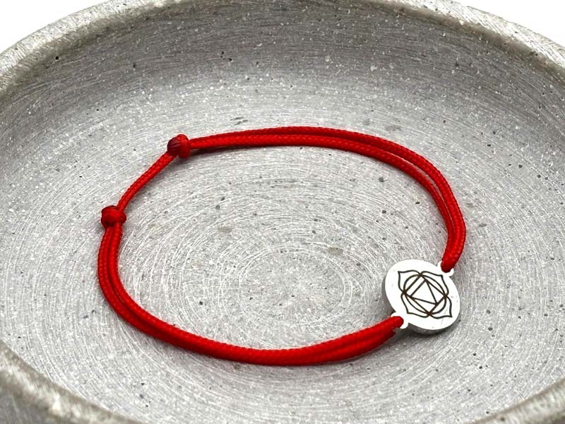 Chakra Armband Rot Wurzelchakra Muladhara, Silber