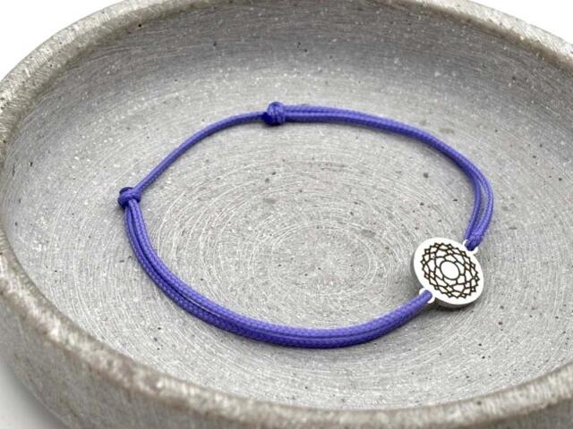 Chakra Armband Violett Kronenchakra Sahasrara, Silber