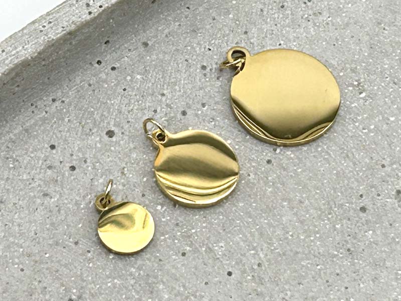 Gravur Anhänger Edelstahl Gold rund
