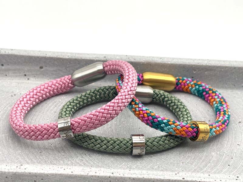 Segeltau Armband Damen mit Gravur Ring_ viele Farben