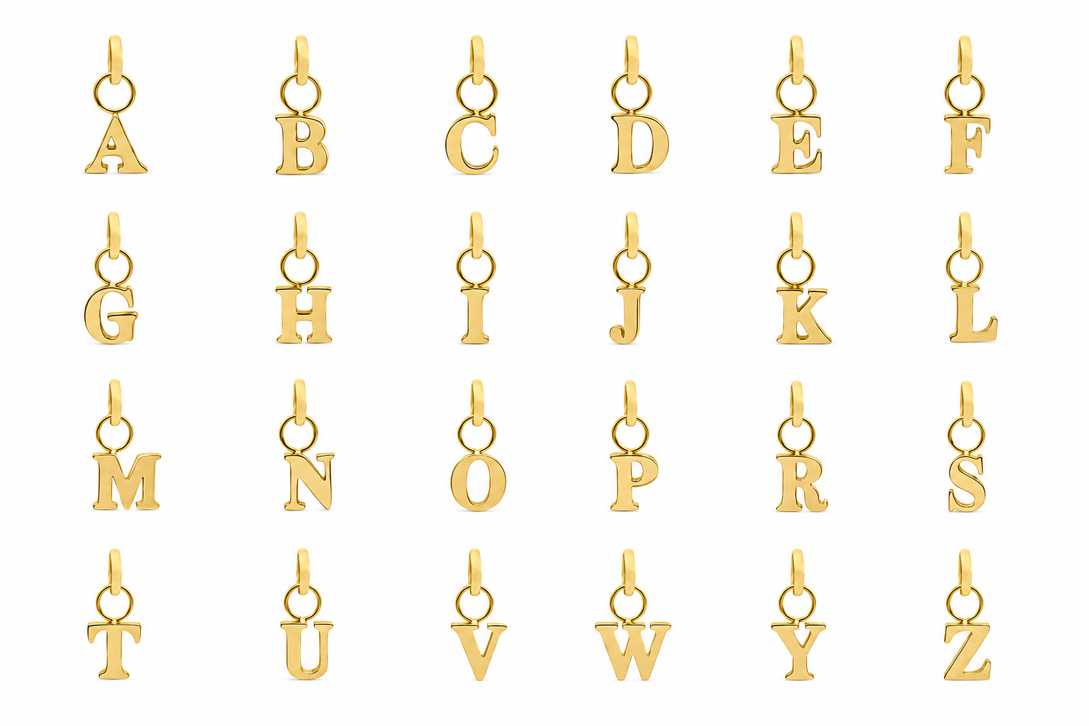 Buchstabe klein aus Edelstahl für Kette gold