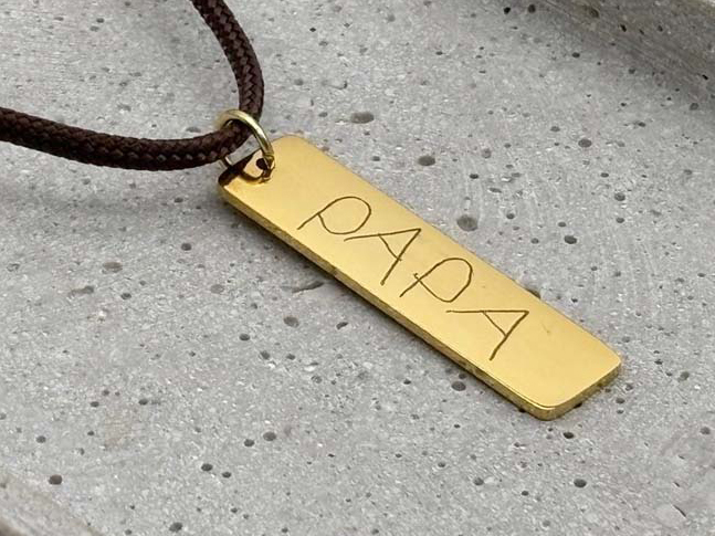 Edelstahl Anhänger Plakette länglich mit Papa Gravur