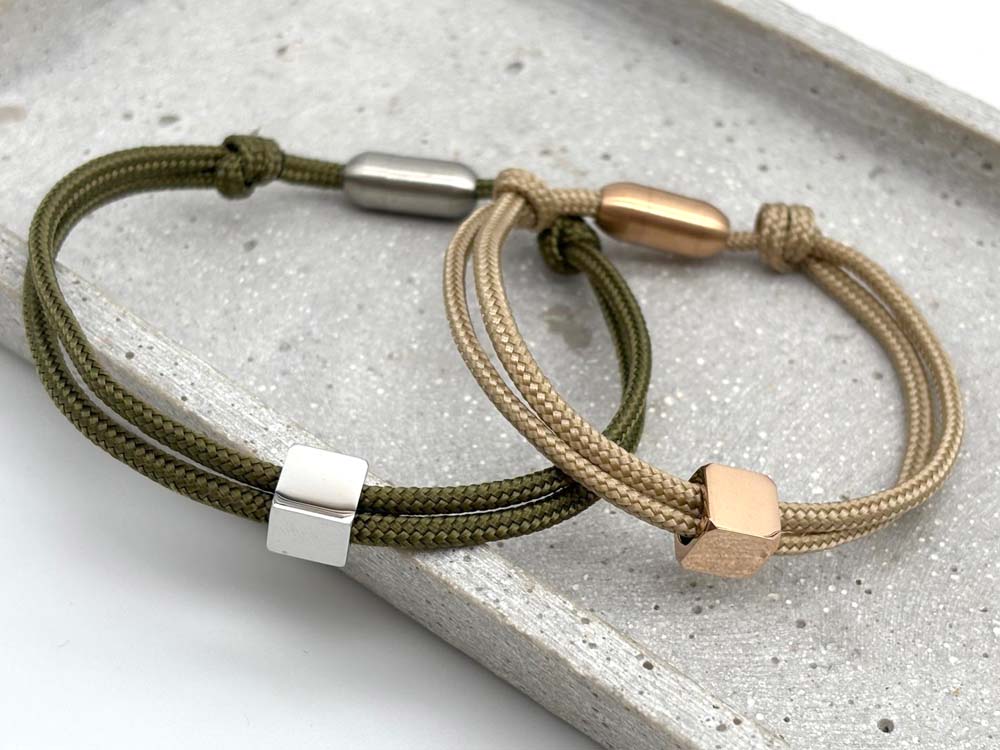 Segeltau Armband mit Schiebeknoten und Würfel_