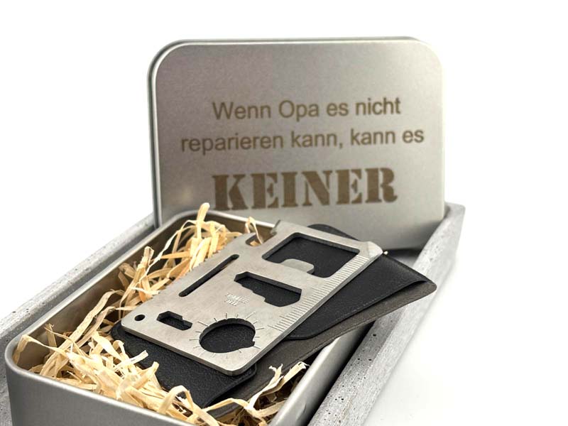 Dose mit Multitool, Geschenk für Männer