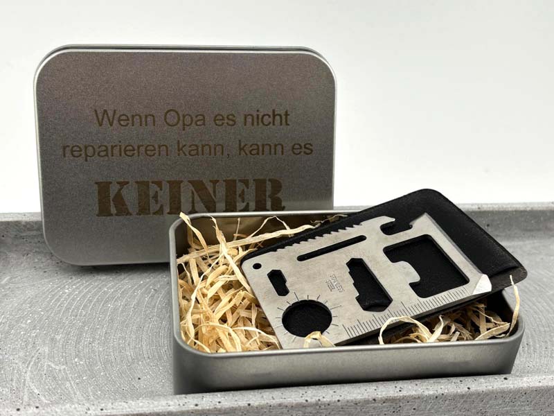 Dose mit Multitool, Geschenkidee Männer